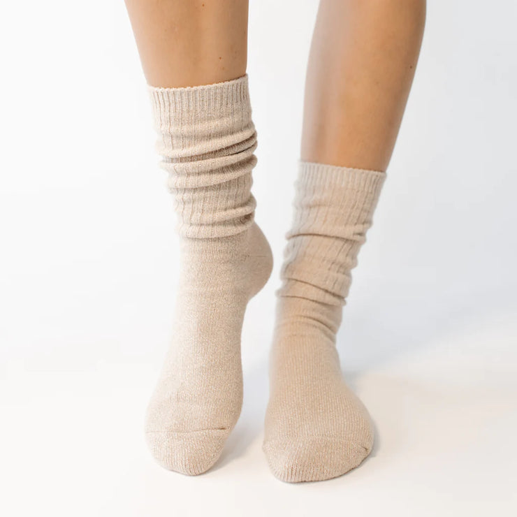 Cozy Earth The Plush Lounge Sock ~ Set of 3 Socks Almond, Sky and Creme