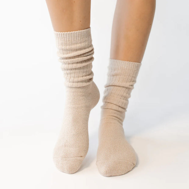 Cozy Earth The Plush Lounge Sock ~ Set of 3 Socks Midnight Sky, Creme and Almond