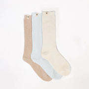 Cozy Earth The Plush Lounge Sock ~ Set of 3 Socks Almond, Sky and Creme