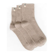 Cozy Earth The Plush Modern Crew Sock ~ Set of 3 Almond Socks