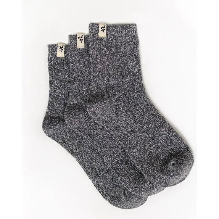 Cozy Earth The Plush Modern Crew Sock ~ Set of 3 Slate Grey Socks