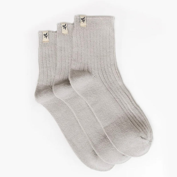Cozy Earth The Plush Modern Crew Sock ~ Set of 3 Slate Cloud Socks