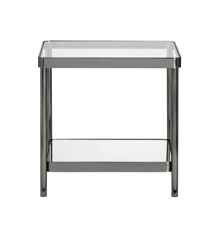 Crestview Collection Lowery Glass and Black Metal End Table