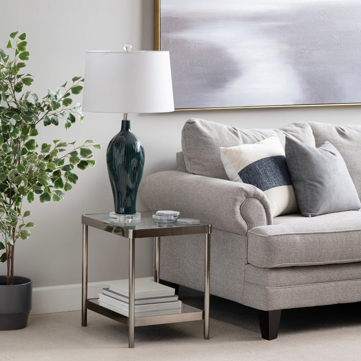 Crestview Collection Lowery Glass and Black Metal End Table