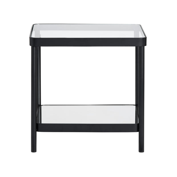 Crestview Collection Ellison Glass and Black Metal End Table
