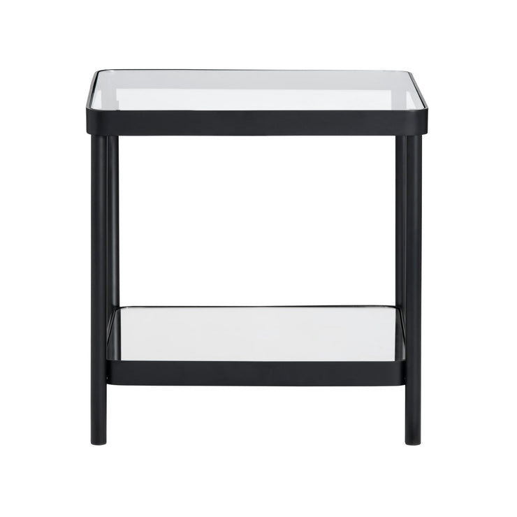 Crestview Collection Ellison Glass and Black Metal End Table