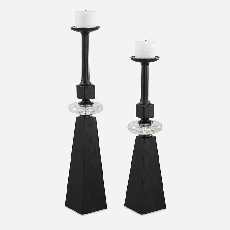 Uttermost Ebon Glow Candleholders Set Of Two