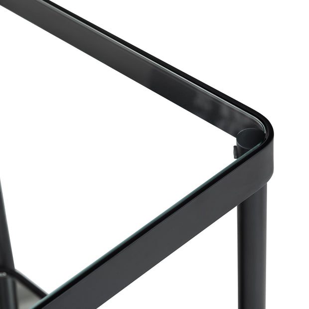 Crestview Collection Ellison Glass and Black Metal End Table