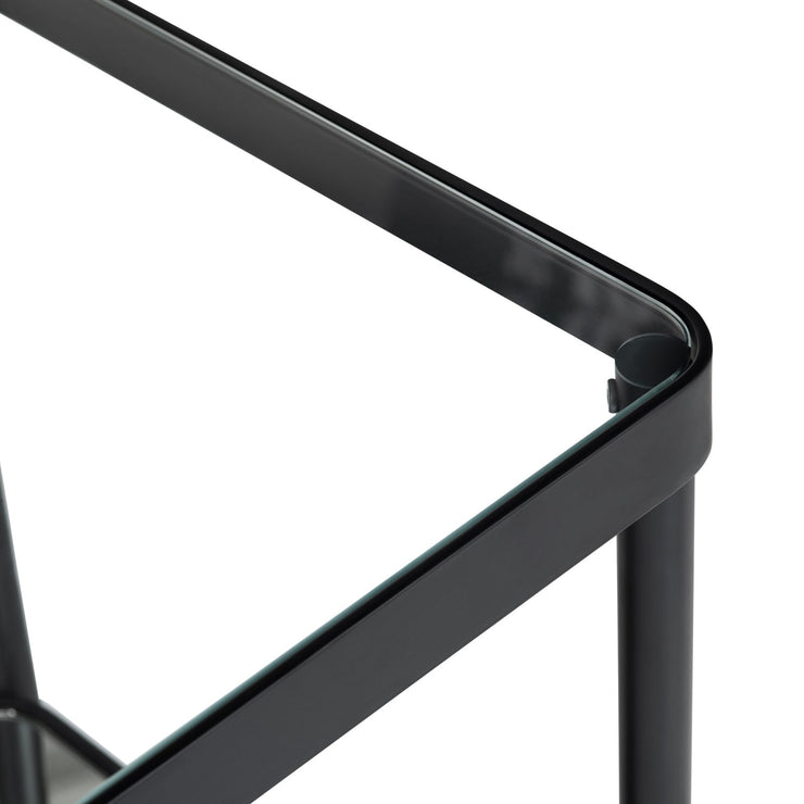 Crestview Collection Ellison Glass and Black Metal End Table
