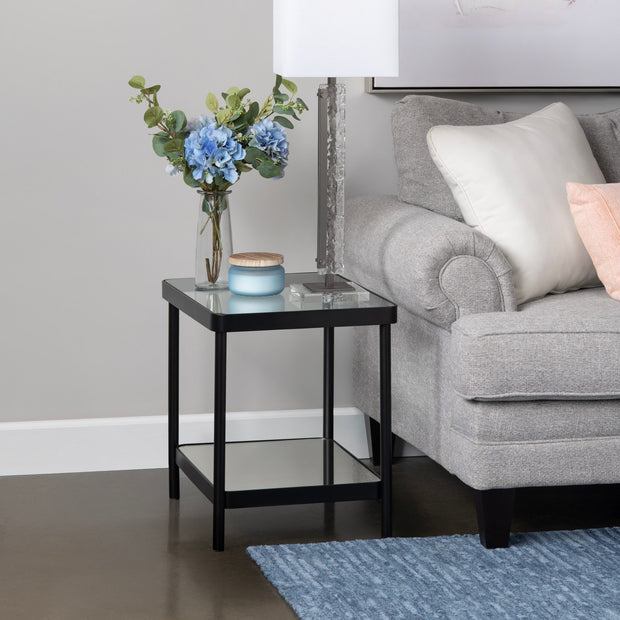 Crestview Collection Ellison Glass and Black Metal End Table