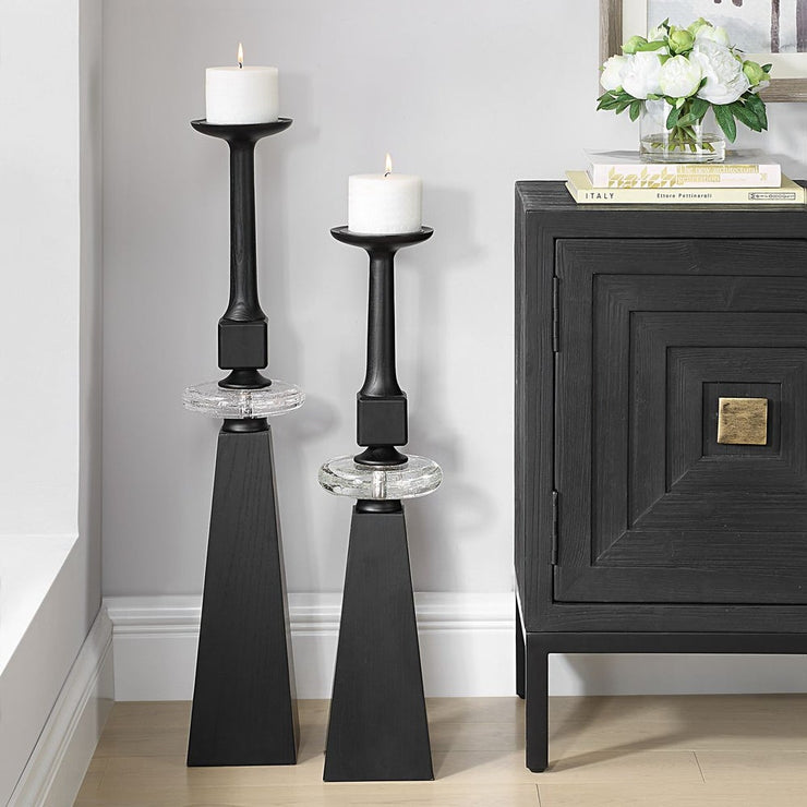 Uttermost Ebon Glow Candleholders Set Of Two