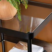 Crestview Collection Ellison Glass and Black Metal End Table