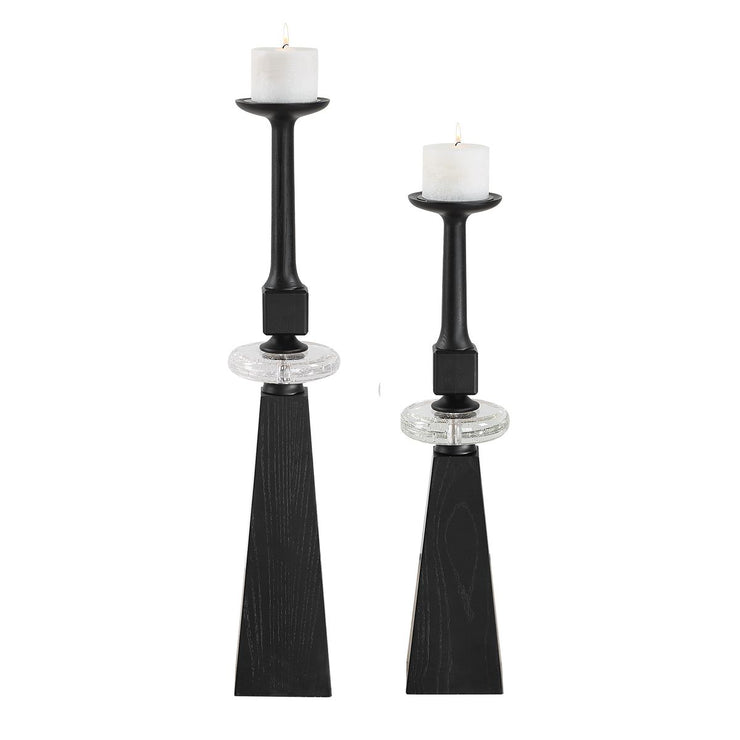 Uttermost Ebon Glow Candleholders Set Of Two
