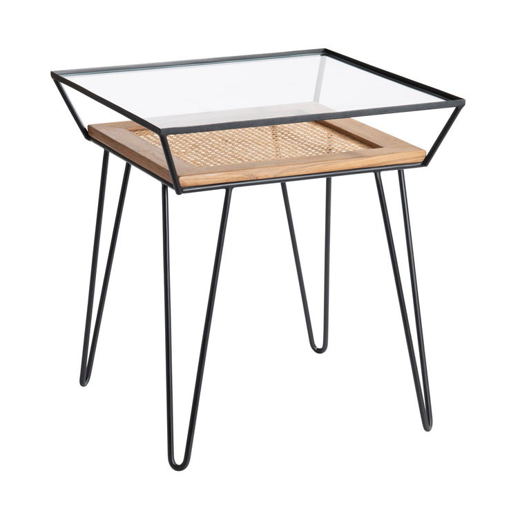 Crestview Collection Burnside Glass and Rattan End Table
