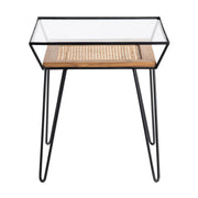 Crestview Collection Burnside Glass and Rattan End Table