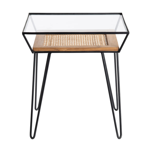 Crestview Collection Burnside Glass and Rattan End Table