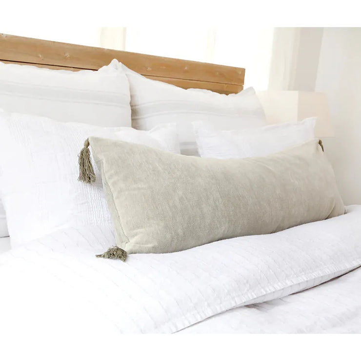 Pom Pom at Home Bianca Natural Velvet Rectangular Pillow with Insert  ~ 14 x 40 ~ SALE~ LIMITED QUANTITIES