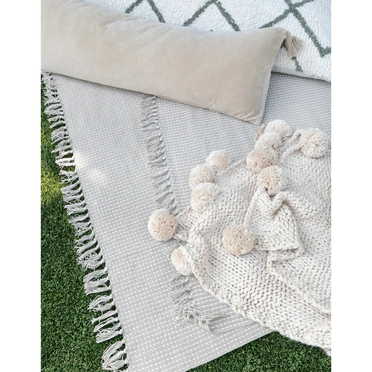 Pom Pom at Home Bianca Natural Velvet Rectangular Pillow with Insert  ~ 14 x 40 ~ SALE~ LIMITED QUANTITIES