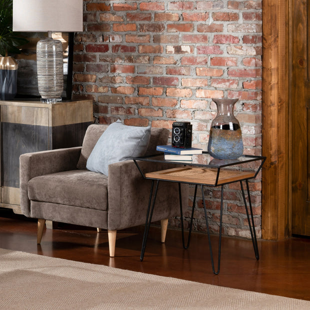 Crestview Collection Burnside Glass and Rattan End Table