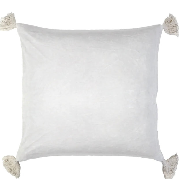 Pom Pom at Home Bianca White Velvet Square Pillow with Insert  ~ 20 x 20 ~ SALE ~ LIMITED QUANTITIES