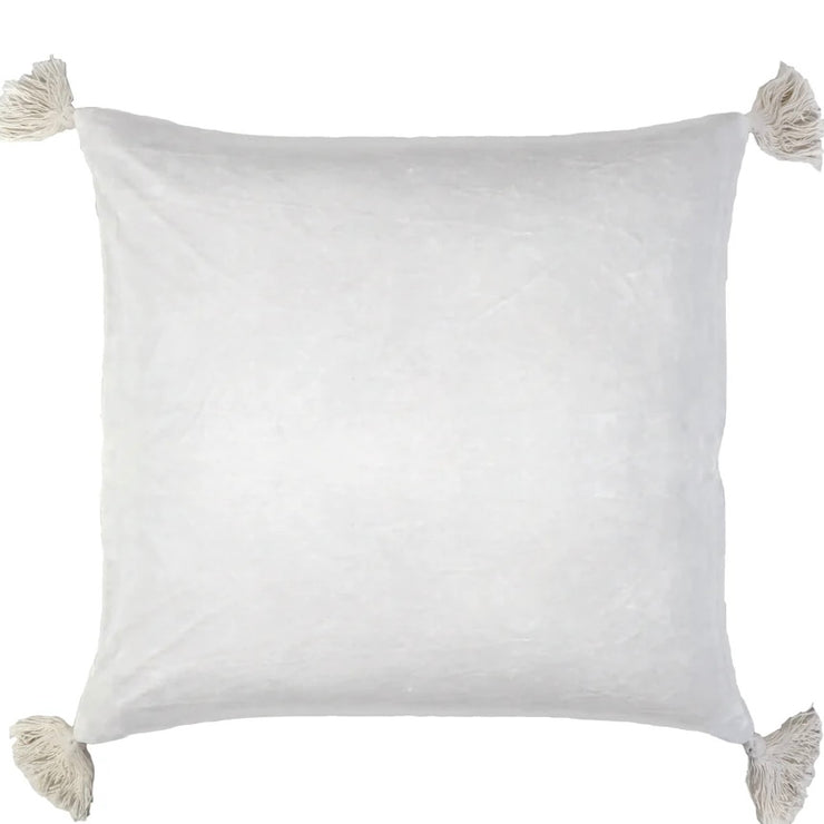 Pom Pom at Home Bianca White Velvet Square Pillow with Insert  ~ 20 x 20 ~ SALE ~ LIMITED QUANTITIES