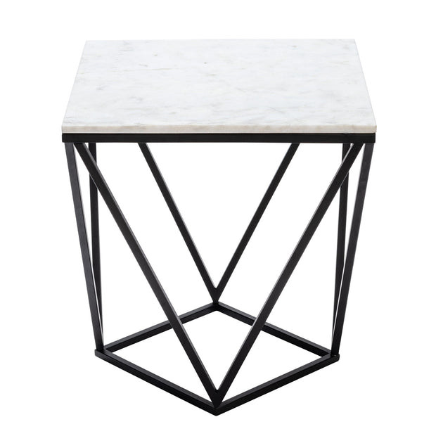 Crestview Collection Baxter White Marble and Black Metal End Table