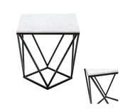 Crestview Collection Baxter White Marble and Black Metal End Table