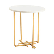 Crestview Collection Pembroke White Marble Round End Table