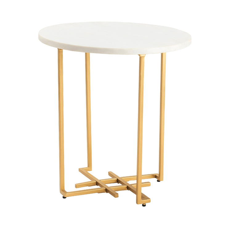 Crestview Collection Pembroke White Marble Round End Table