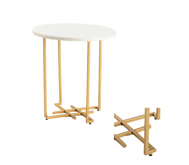 Crestview Collection Pembroke White Marble Round End Table