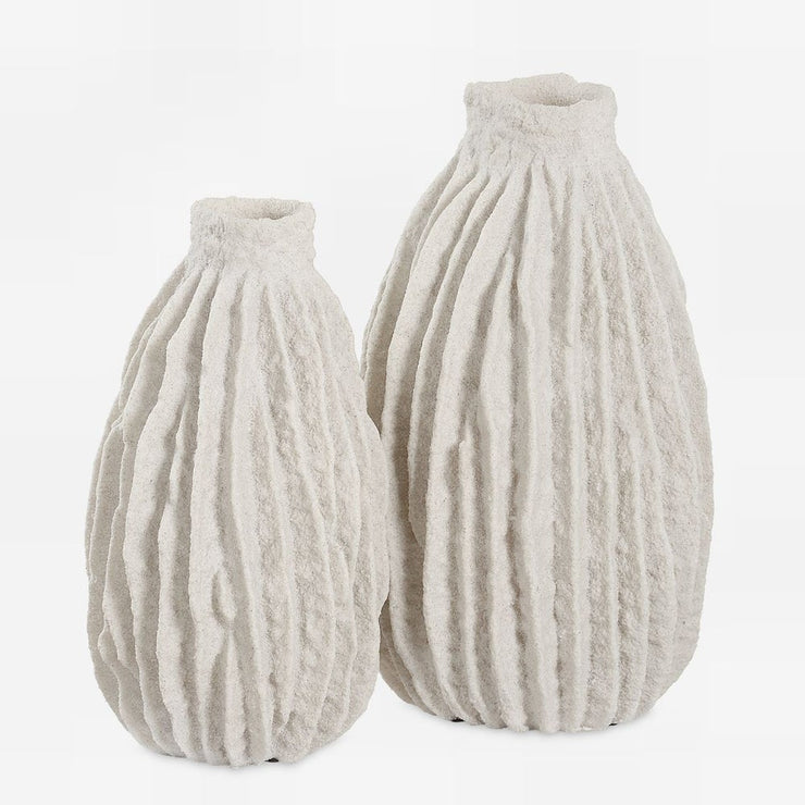 Uttermost Ivory Ridge Textured Vases Set Of Two