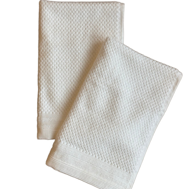 Anaya Home Serenity Cotton White Hand Towels ~ Set of 2