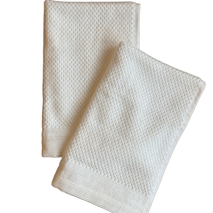 Anaya Home Serenity Cotton White Hand Towels ~ Set of 2