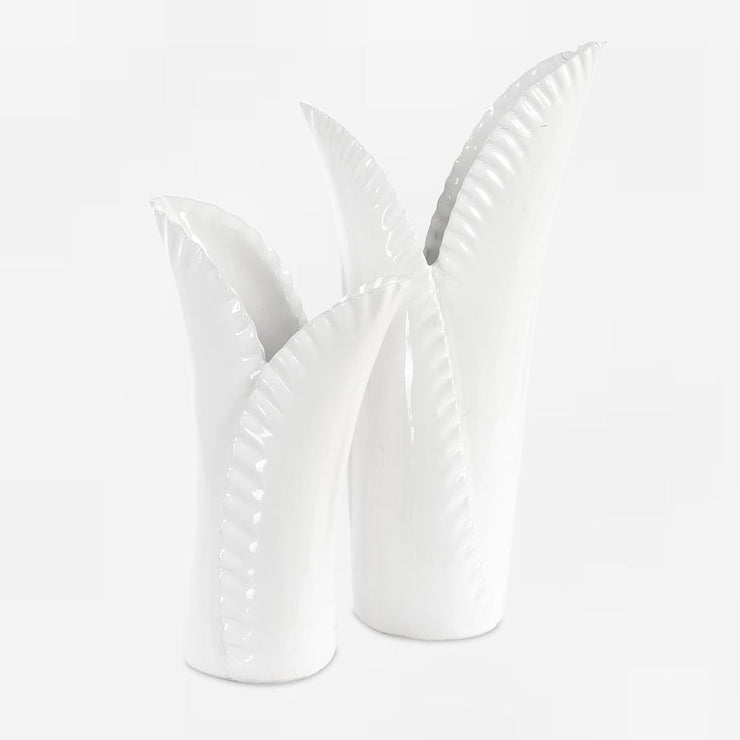 Uttermost Leafscape Set Of Two White Ceramic Vases