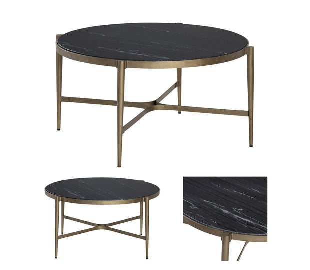 Crestview Collection Xander Natural Black Marble Coffee Table