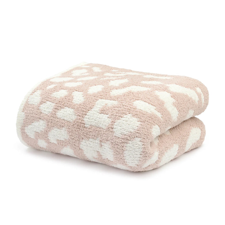 Kashwere Ultra Plush Ballet Pink and Creme Leopard Print Throw