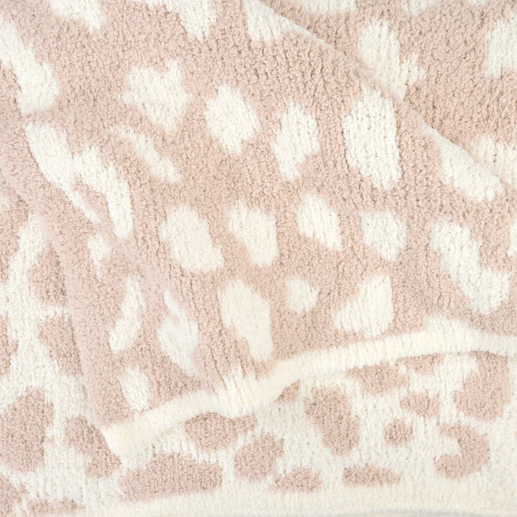 Kashwere Ultra Plush Ballet Pink and Creme Leopard Print Throw
