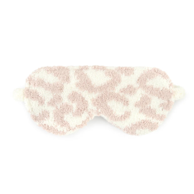 Kashwere Ultra Soft Creme and Ballet Pink Leopard Plush Sleep Eye Mask