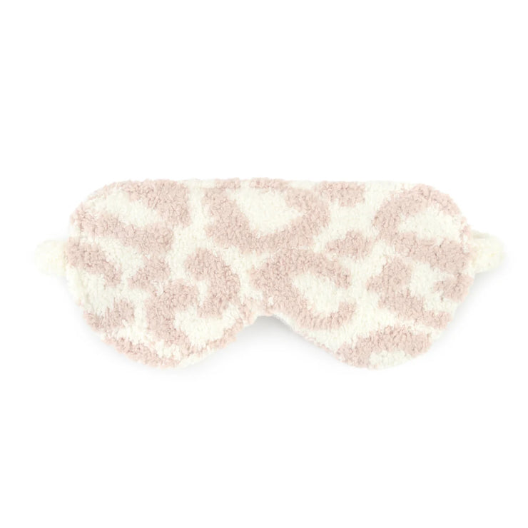 Kashwere Ultra Soft Creme and Ballet Pink Leopard Plush Sleep Eye Mask