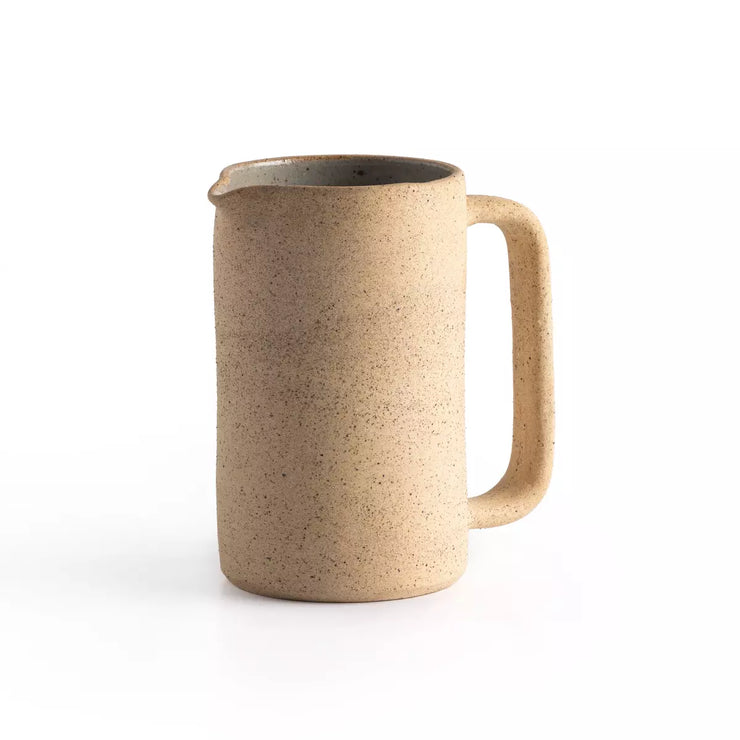 Four Hands Nelo Pitcher ~ Natural Speckled Clay Ceramic