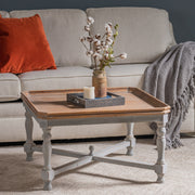 Crestview Collection Alyson Square Grey Wooden Coffee Table With Brown Top