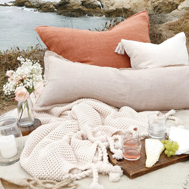 Pom Pom at Home Montauk Terracotta Linen Big Pillow with Insert  ~ 28 x 36