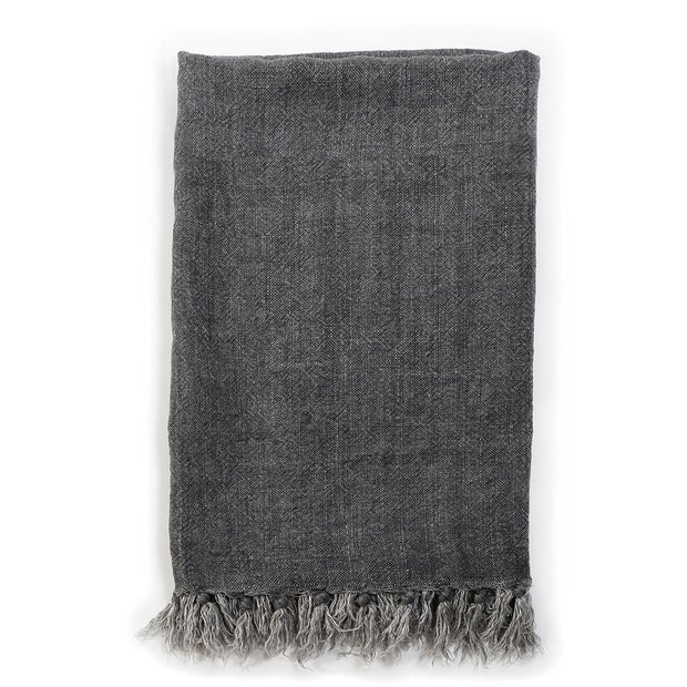 Pom Pom at Home Montauk Charcoal Linen Throw Blanket ~ 50” x 70”