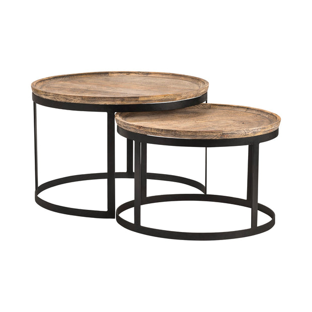 Crestview Collection Traymore Set of 2 Wood and Metal Nesting Coffee Tables