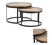 Crestview Collection Traymore Set of 2 Wood and Metal Nesting Coffee Tables