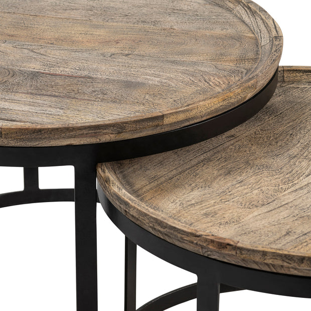 Crestview Collection Traymore Set of 2 Wood and Metal Nesting Coffee Tables