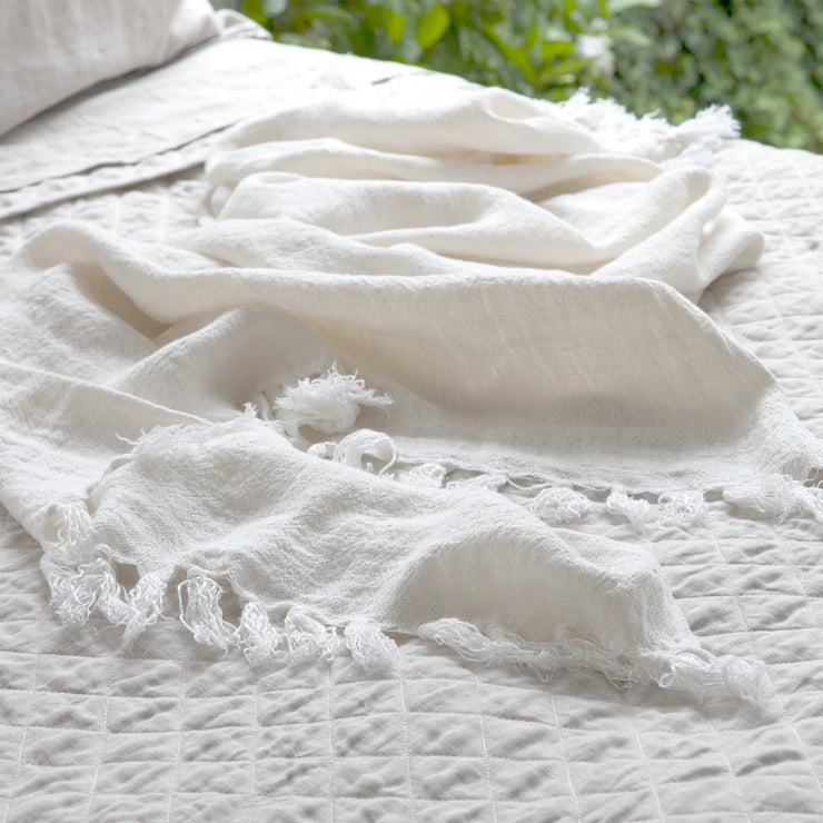 Pom Pom at Home Montauk Pure White Linen Throw Blanket ~ 50” x 70” LAST CHANCE SALE ~ LIMITED QUANTITIES