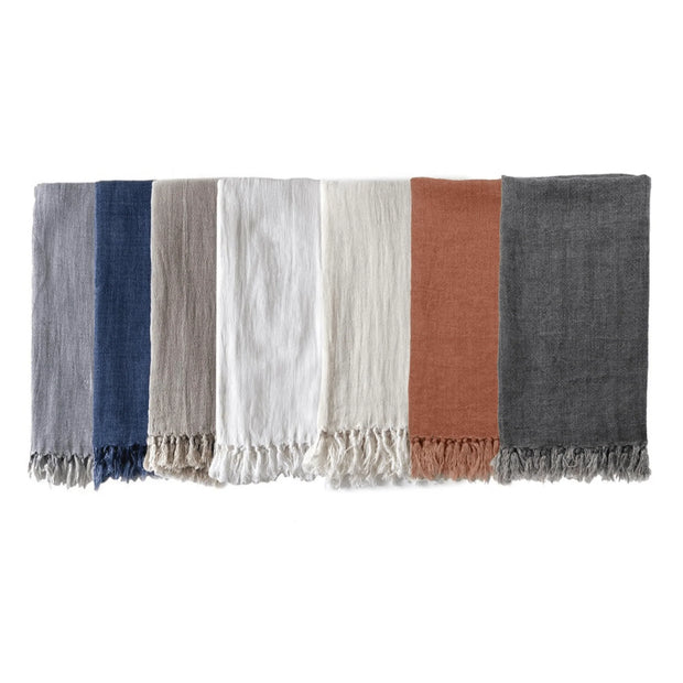 Pom Pom at Home Montauk Pure White Linen Blanket ~ Available in Queen and King Size