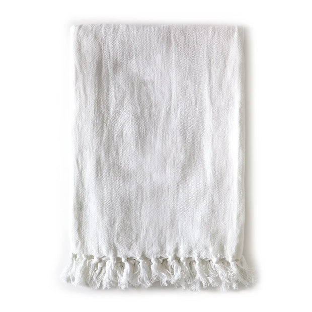 Pom Pom at Home Montauk Pure White Linen Blanket ~ Available in Queen and King Size