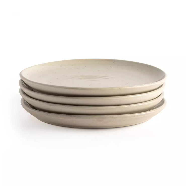 Four Hands Nelo Set of 4 Dinner Plates ~ Cream Matte Ceramic